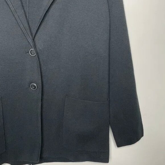 J. Crew Women's Soft Blazer Jacket, Black Cotton Knit Deep Pockets, size Medium - Picture 10 of 10